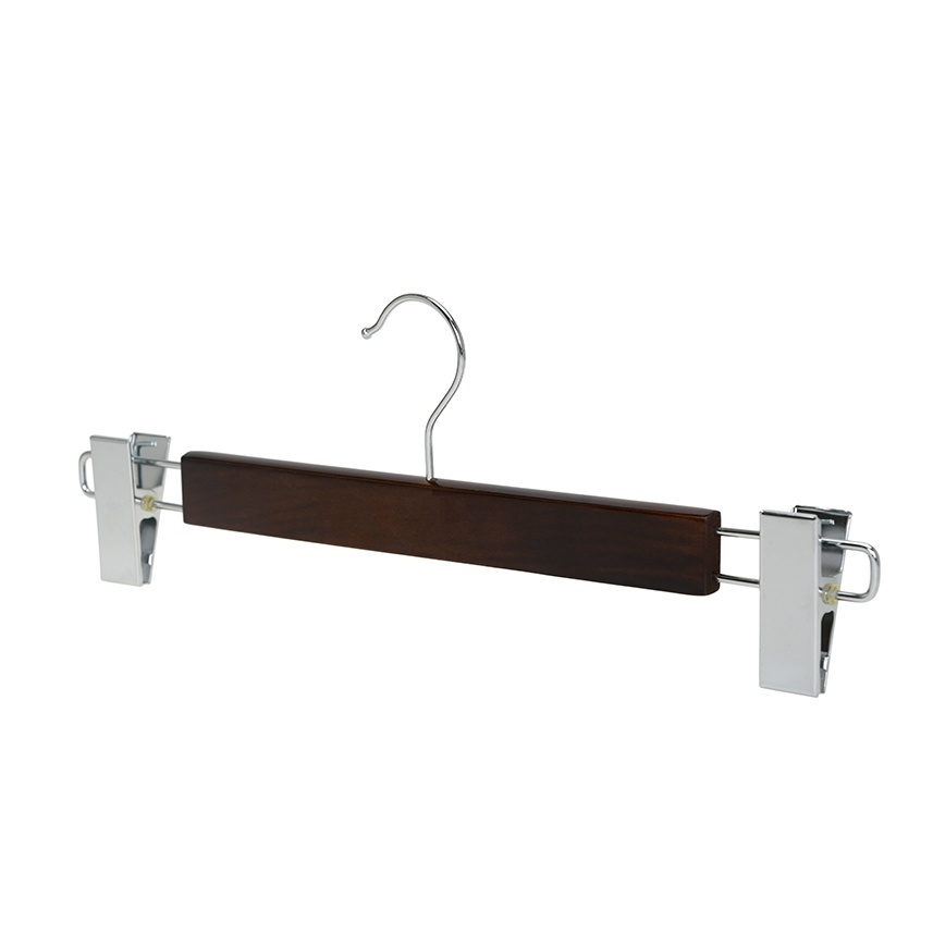 Umeraș din lemn cu clipsuri metalice, pentru pantaloni, Vintage, 1 bucata - imagine 3