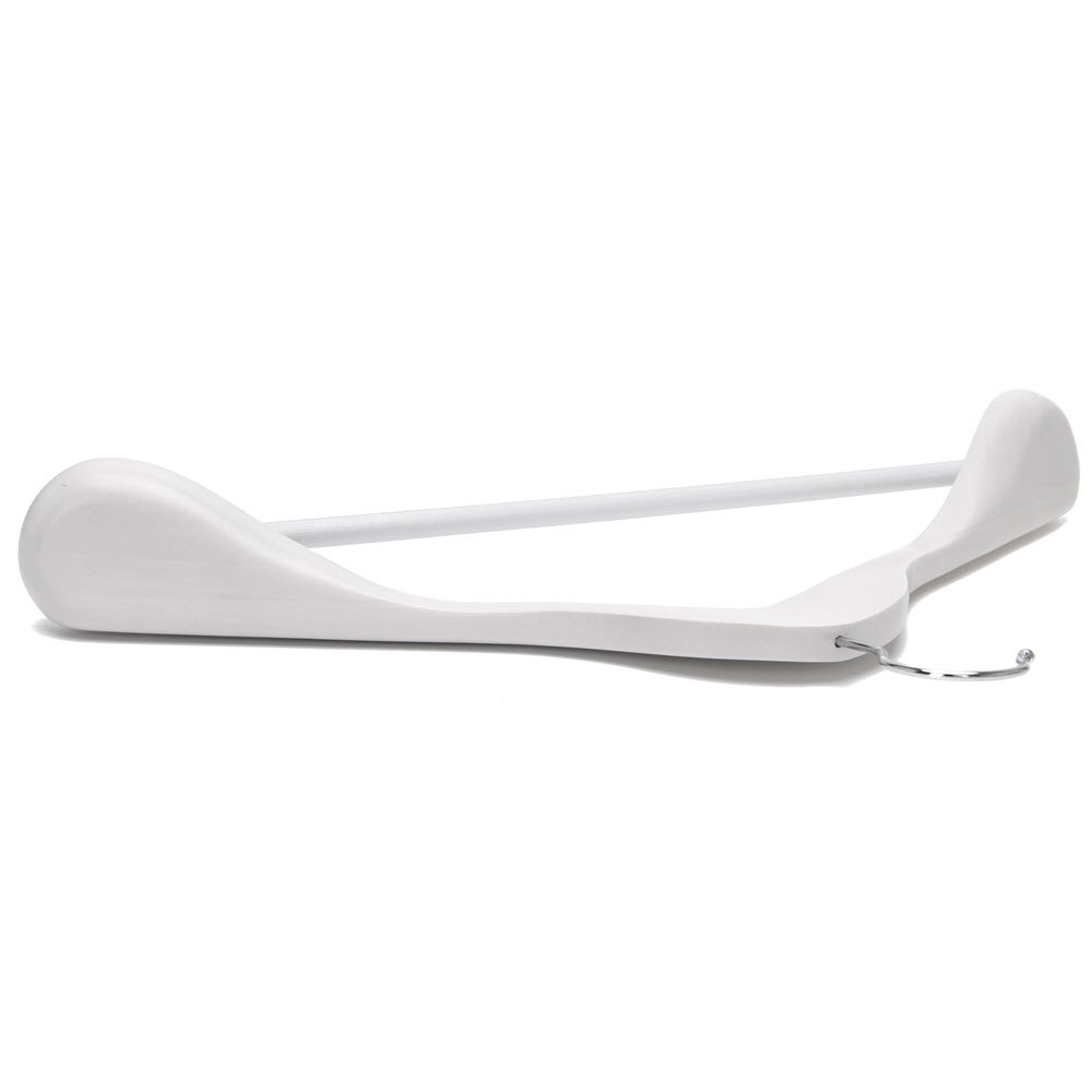 Umeraș din Lemn cu umeri lați și design modern, pentru Costum/Tricouri, Alb, 1 bucata - imagine 4