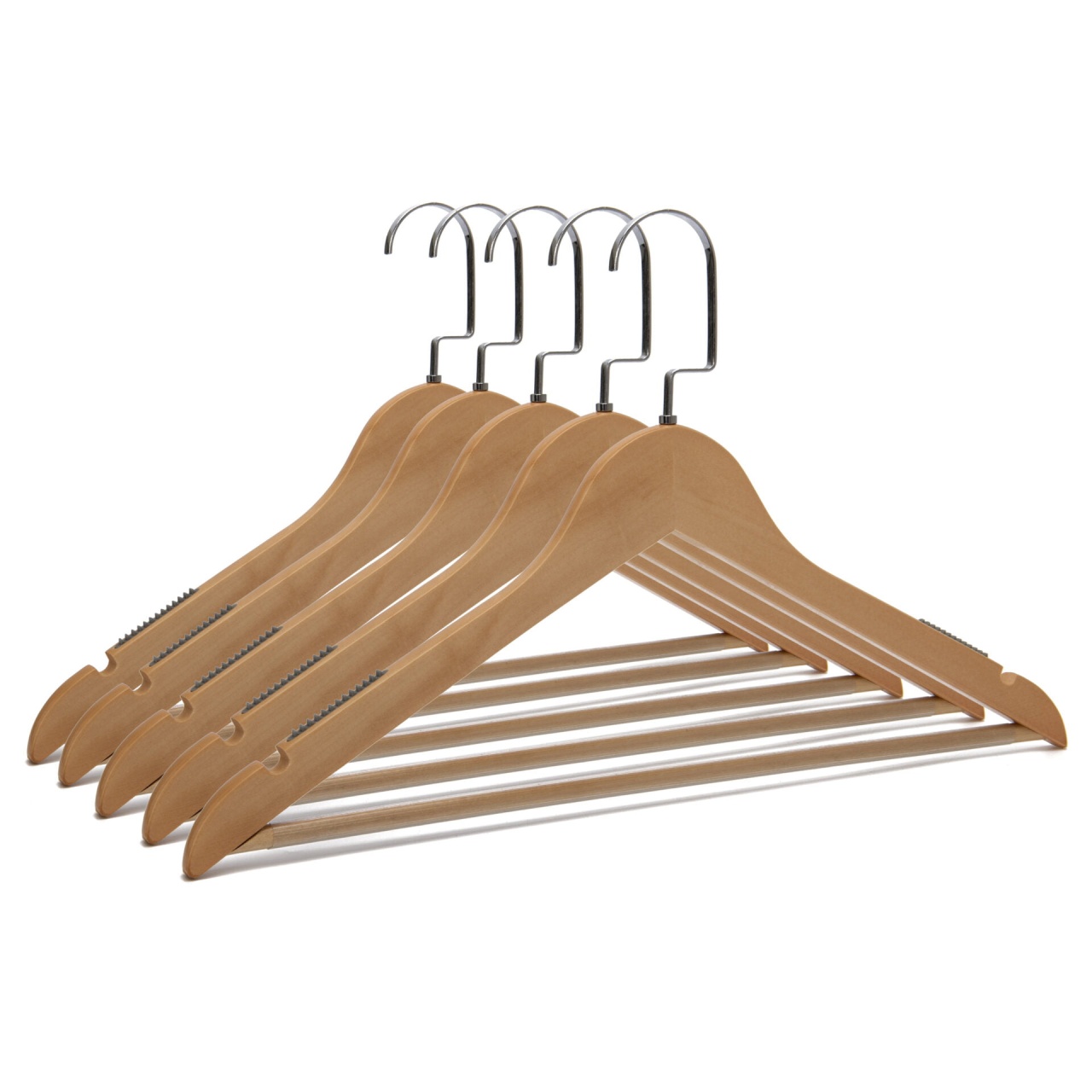 Umeraș din lemn natur cu striații antialunecare si bară pentru pantaloni, Natur, 1 bucata - imagine 6