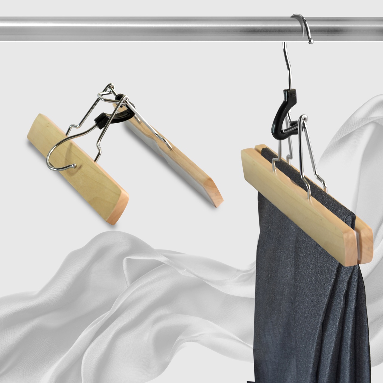 Umeraș FlikFlak din lemn, pentru Pantaloni/Fuste, Natur, 1 bucata - imagine 2