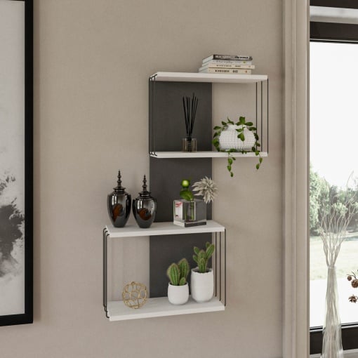 Rafturi perete, Simple Form, UnicUtil, 65 x 96 x 19 cm, Alb