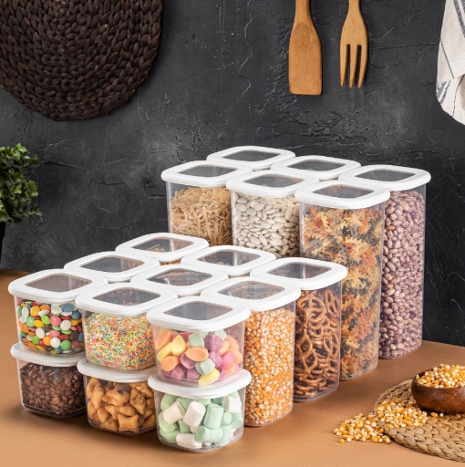 Set 18 recipiente alimentare , UnicUtil, Durable Versatile, Alb