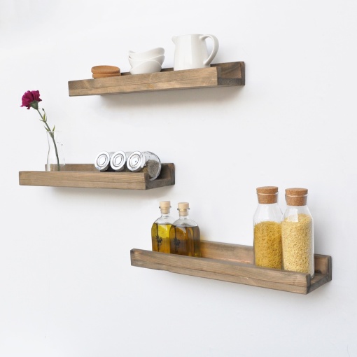 Set 3 Rafturi perete, Classic Form, UnicUtil, 50 x 6 x 13 cm, Nuc