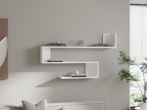 Rafturi perete, Rustic Edge, UnicUtil, 120 x 71 x 20 cm, Alb