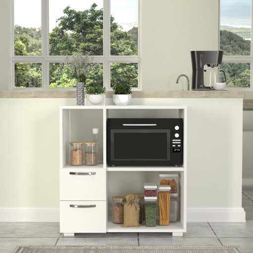 Dulap Organizator Bucatarie, Microwave Stand, UnicUtil, 80 x 40 x 83 cm, Alb, UUORG10