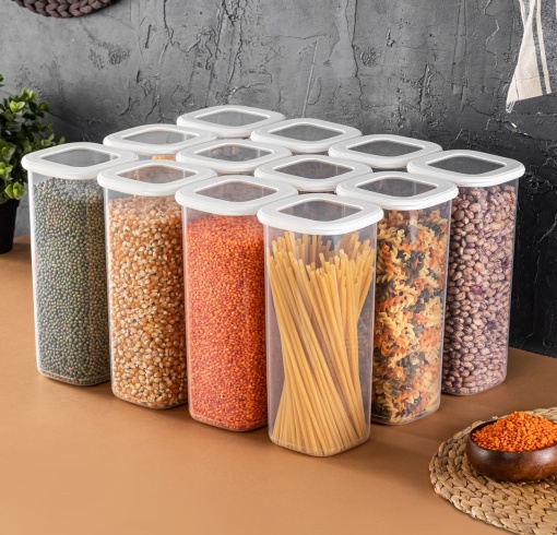 Set 12 recipiente alimentare , UnicUtil, Spacious Versatile, Alb