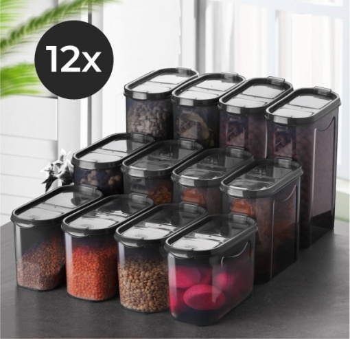 Set 12 recipiente alimentare , UnicUtil, Stylish Lightweight, Antracit
