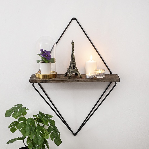 Raft perete, Rustic Charm, UnicUtil, 27 x 30 x 15 cm, Negru Nuc Inchis