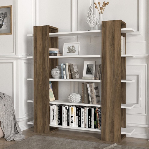 Biblioteca, Element Fusion, UnicUtil, 120 x 19.5 x 120 cm, Alb-Maro, UUBIB12