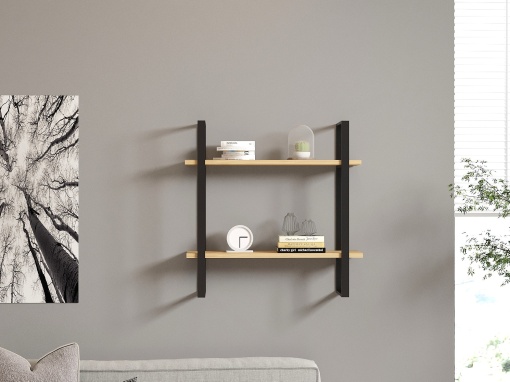 Rafturi perete, Bold Shelf, UnicUtil, 70 x 70 x 22 cm, Stejar Negru