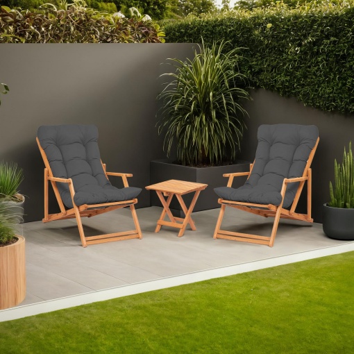 Set Gradina - Masa si Scaune (3 Bucati), Glow spark, UnicUtil, Culoarea Gri Natural