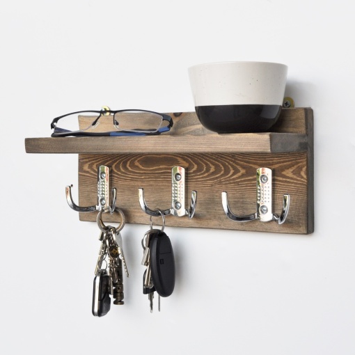 Cuier Elegant, Raft perete, Rustic Edge, UnicUtil, 30 x 13 x 11 cm, Nuc