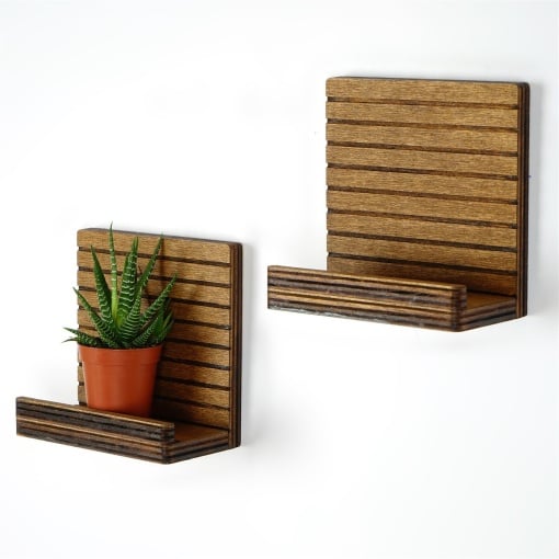 Set 2 Rafturi perete, Premium Frame, UnicUtil, 13 x 13 x 7 cm, Nuc