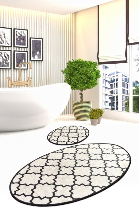 Set covorase baie 2 piese, Modern Look, UnicUtil, Alb, Multicolor