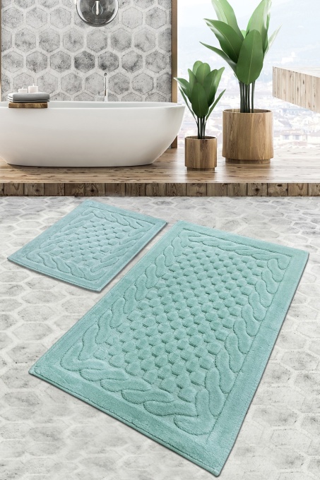 Set covorase baie 2 piese, Sophisticated Texture, UnicUtil, Menta