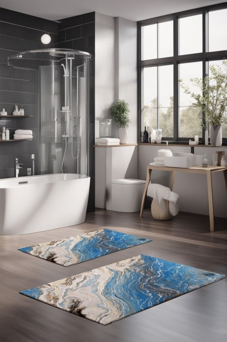 Set covorase baie 2 piese, Sophisticated Texture, UnicUtil, Multicolor