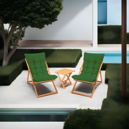 Set Gradina - Masa si Scaune (3 Bucati), Echo bits, UnicUtil, Culoarea Verde Natural