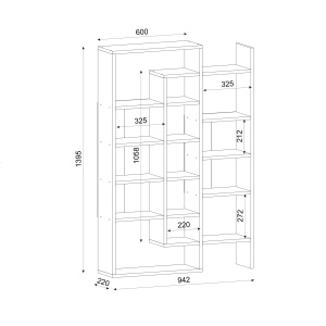 Biblioteca, Geo WhiteSpace, UnicUtil, 94.2 x 22 x 139.5 cm, Alb - Img 2