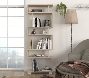 Biblioteca, Modern Loft, UnicUtil, 60 x 19.5 x 162.9 cm, Crem, UUBIB47 - Img 1