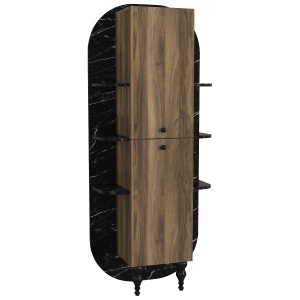 Bibliotecă, Walnut Noir, UnicUtil, 40 x 31.4 x 179 cm, Negru - Maro, UUBIB29 - Img 6