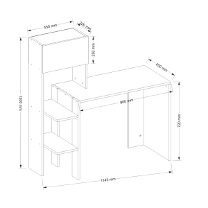 Birou, Clear Space, UnicUtil, 114.3 x 45 x 120 cm, Alb și Maro - Img 9