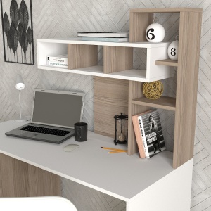 Birou, CreamModular Harmony, UnicUtil, 140 x 60 x 153.8 cm, Alb și Crem, UUDESK13 - Img 4