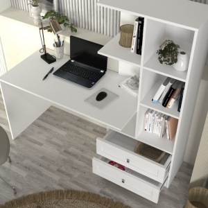 Birou cu dulap pe partea dreaptă, Mantra, UnicUtil, Alb, 155 cm - Img 6