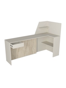Birou de recepție Zeugma cu LED - Finisaj Travertin Crem - Img 9