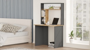 Birou de studiu, Br2 Aa, UnicUtil, Pin Atlantic-Antracit, Lățime: 90 cm, Înălțime: 148,6 cm, Adâncime: 51,6 cm - Img 3