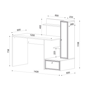 Birou, Functional Flow, UnicUtil, 142.8 x 60 x 115.8 cm, Alb - Img 8