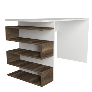 Birou, Modern BrownSpace, UnicUtil, 120 x 60 x 75 cm, Alb si Maro - Img 6