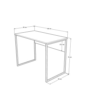 Birou pentru calculator cu picioare metalice, 110x58.5x73 cm, Rattan-Antracit, UnicUtil - Img 5