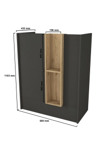 Birou recepție Bonveno din pal melaminat antracit, design minimalist și elegant pentru spații de birou, 90 x 43.2 x 110.3 cm - Img 2