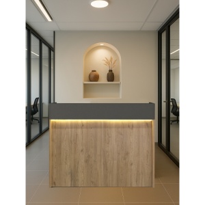 Birou recepție, Wilko LED Front Desk, UnicUtil, Bej-Gri, 110 cm