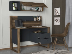Birou, Style Edge, UnicUtil, 120 x 60 x 143.5 cm, Gri Antracit & Maro , UUDESK09 - Img 3