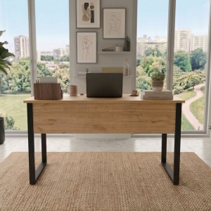 Birou UnicUtil Stejar cu structura metalica neagra 140 x 60 x 73 cm - Img 3