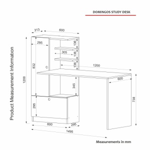 Birou, WhiteEdge Design, UnicUtil, 149.5 x 60 x 120 cm, Alb - Img 2