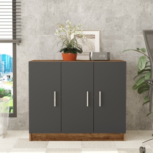 Comoda cu 3 usi UnicUtil Nuc - Gri Antracit pentru birou 89.1 x 38.1 x 73.8 cm - Img 2