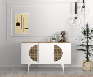 Comoda Elegant Harmony, 130 x 45 x 75 cm, Alb-Natur, UUCOM03, UnicUtil - Img 1