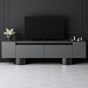 Comoda TV, Bohem Anthracite, UnicUtil, Antracit-Negru, Lățime: 180 cm, Înălțime: 50 cm, Adâncime: 30 cm - Img 2