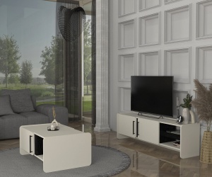 Comoda TV, Simple Form, UnicUtil, Crem-Negru - Img 10