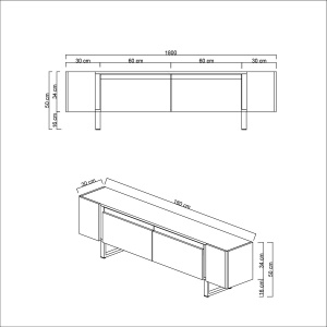 Comoda TV, Yildiz Anthracite, UnicUtil, Antracit-Auriu,Lățime: 180 cm, Înălțime: 50 cm, Adâncime: 30 cm - Img 8