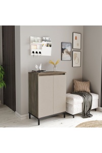 Dulap multifuncțional cu pantofar, 60x35.5x85.6 cm, Maro-Crem-Antracit, UnicUtil - Img 3