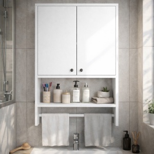 Dulap Organizator pentru Baie UnicUtil, 59 x 20 x 90 cm, Alb - Img 3