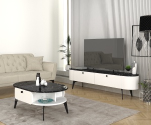 Masa de Cafea Bold Statement, UnicUtil, 100 x 60 40 cm, Alb-Negru, UUMC13 - Img 4