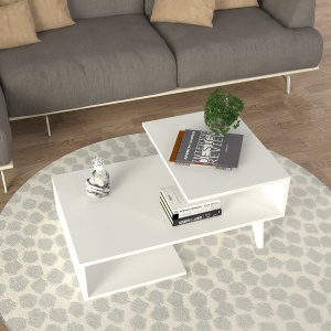 Masa De Cafea, Dynamic Edge, UnicUtil, 90 x 60 x 43.6 cm, Alb, UUMC26 - Img 3