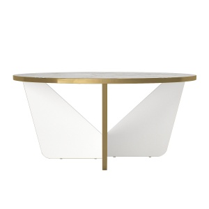 Masă de cafea, Marble Elegance, UnicUtil, 75x75x35 cm, Alb-Auriu - Img 6