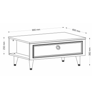 Masa de cafea UnicUtil Luxury Edition cu Sertar Rabatabil, 90 x 60 x 38 cm, Alb-Auriu - Img 7
