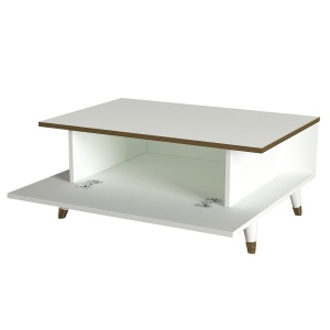 Masa de cafea UnicUtil Luxury Edition cu Sertar Rabatabil, 90 x 60 x 38 cm, Alb-Auriu - Img 12