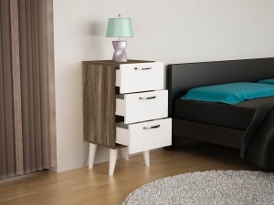 Noptiera UnicUtil cu un 3 Sertare pentru Depozitare, Alb-Maro 40 x 37 x 80 cm - Img 1